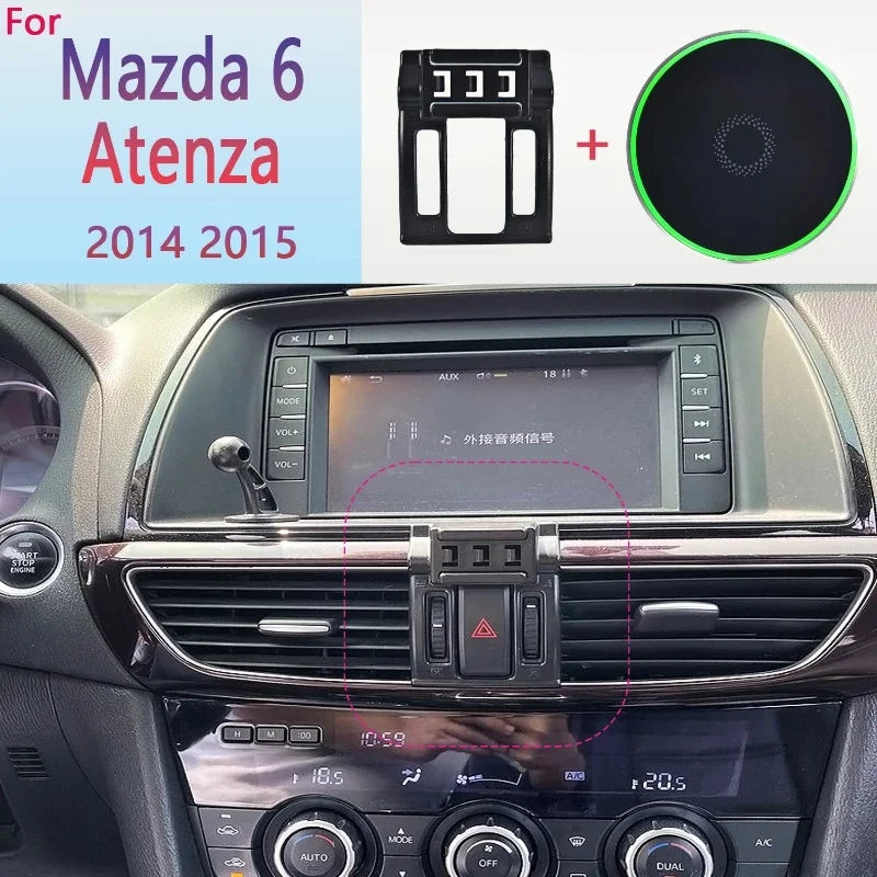 Car Phone Holder Base Special Mounts  For Mazda 6 Atenza 2014 2015 15W Wireless Charging Phone Stand Interior Accessories