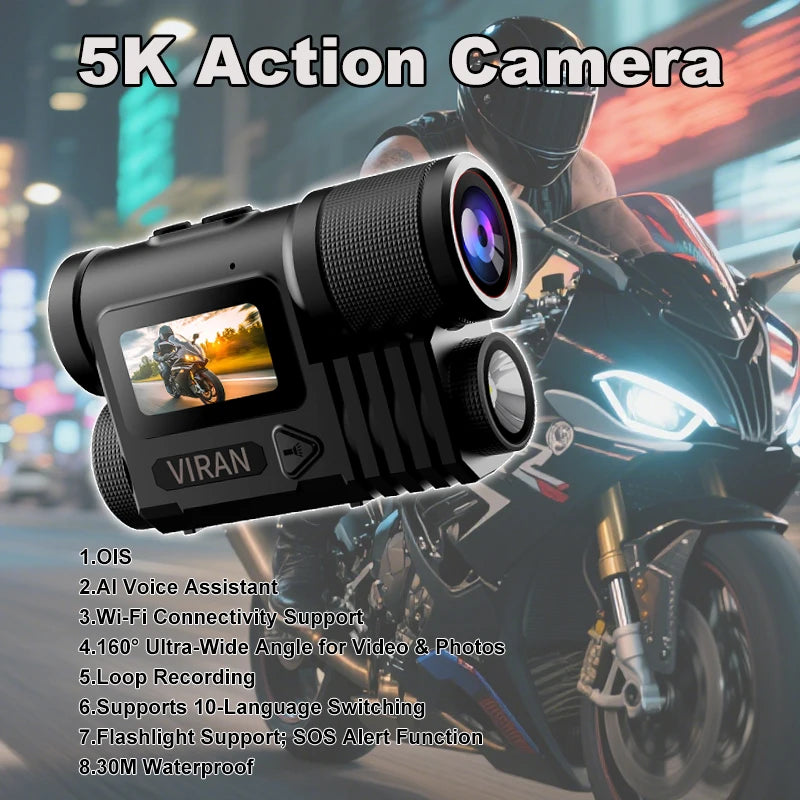5K Waterproof Action Camera with 128GB Card | AI Voice & EIS Sport Cam