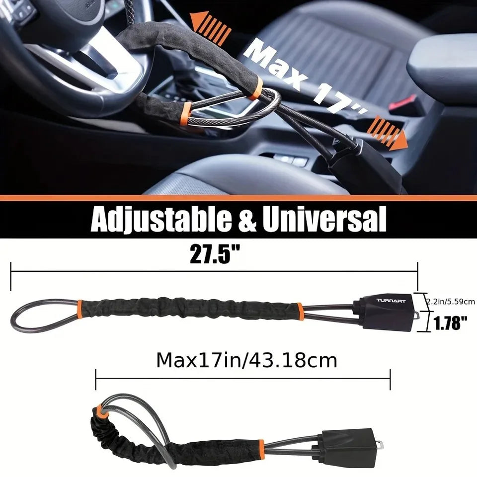 KEBIDUMEI Car Anti-Theft Seat Belt Lock Steering Wheel Lock Reinforced Steel Cable Lo lifestyle view