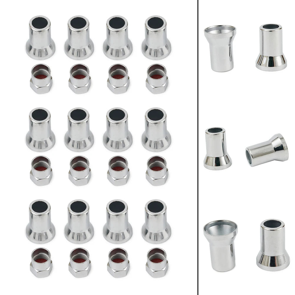 TR413 Chrome Tire Valve Stem Covers | 24-Pack Hex Sleeve Set for Car Truck SUV detail view