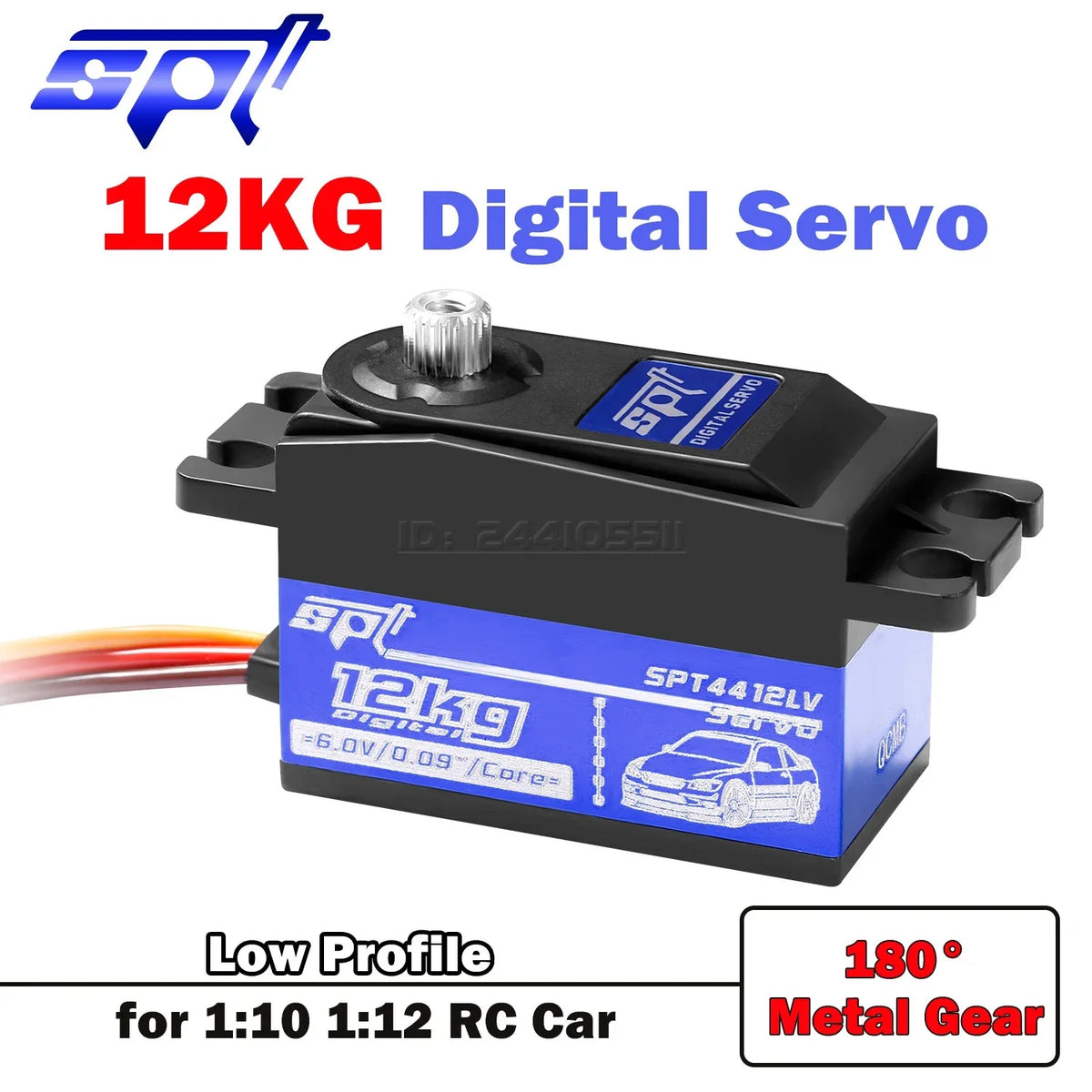12KG 20KG Metal Gear Low Profile Digital Servo SPT 4412LV 180° Short Body for 1:10 1:12 RC Car SCX10