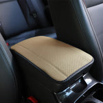 Color-Matched Double-Strand PU Leather Check-Pattern Embossed Car Armrest Pad Center Console Pad Car Decoration Item
