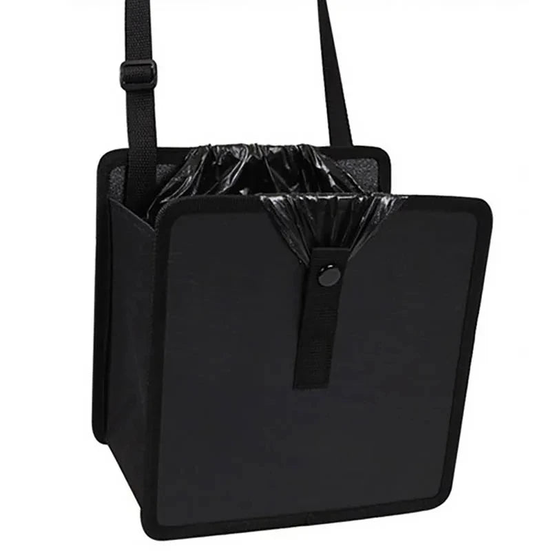 Waterproof Car Trash Can Organizer Black close-up view