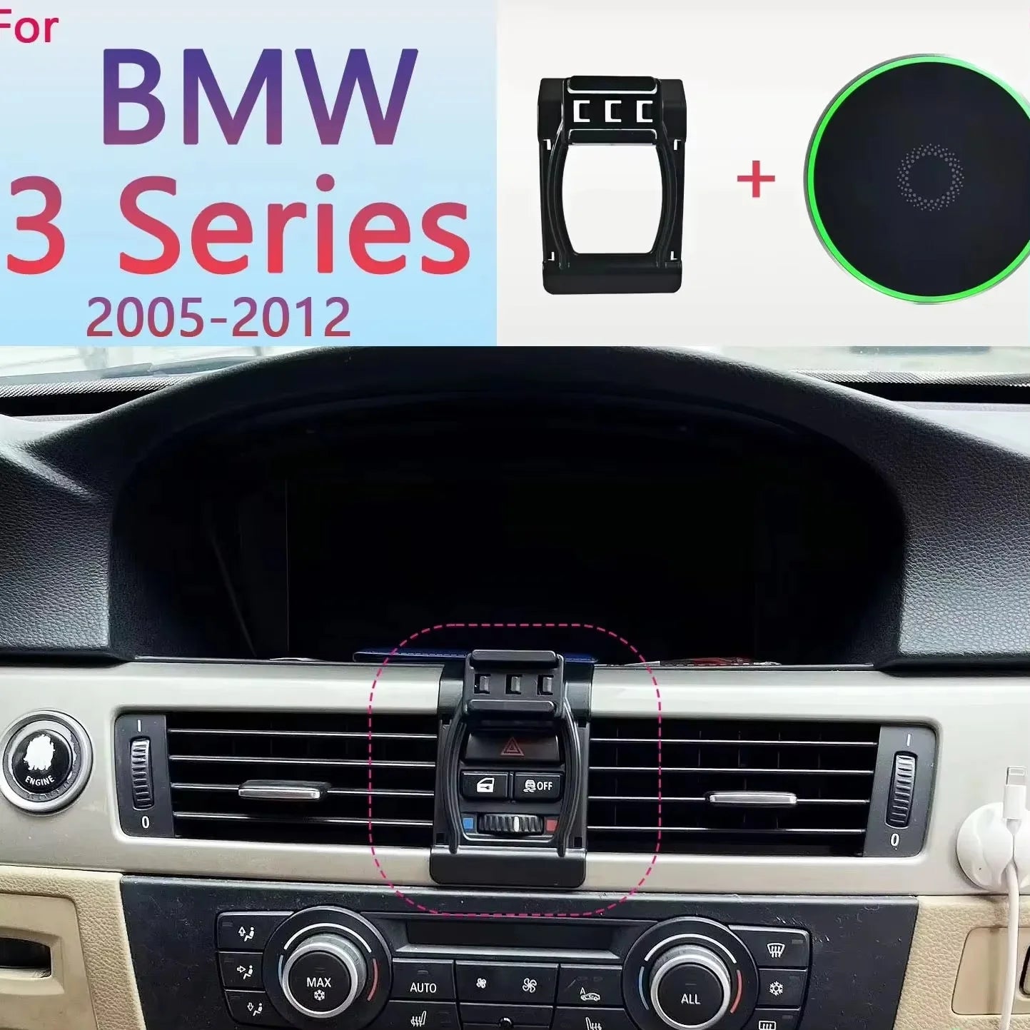 Magnetic Car Phone Holder For BMW 3 Series E90 E93 2005 2006-2012 15W Wireless Charging Phone Stand MagSafe Base Accessories
