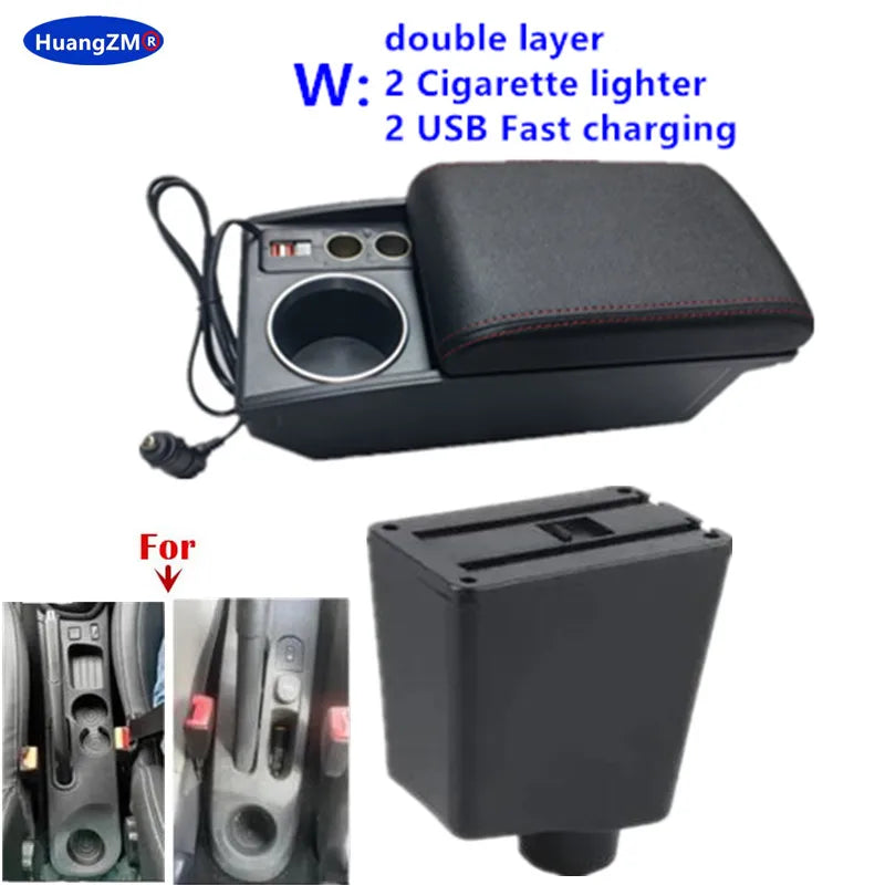 Car Armrest For Renault Clio 4 Armrest Box For Renault Captur Clio 3 III IV Double-Layer Storage Box Cup Holder Car Accessories