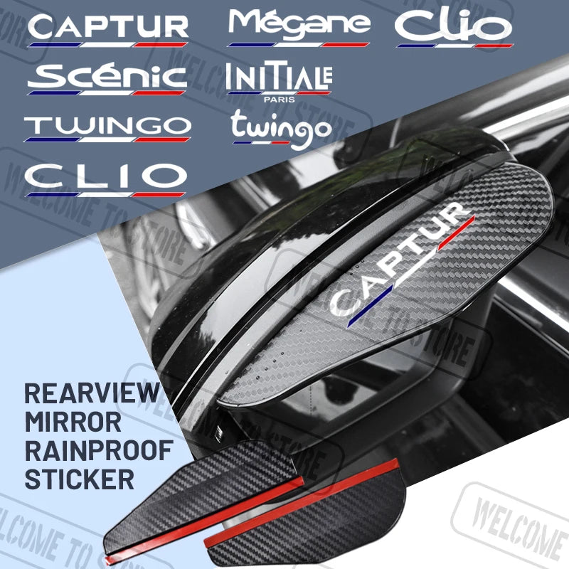 2pcs Carbon Fiber Car Rearview Mirror Rain Eyebrow | Rainproof Accessories for Renault Models