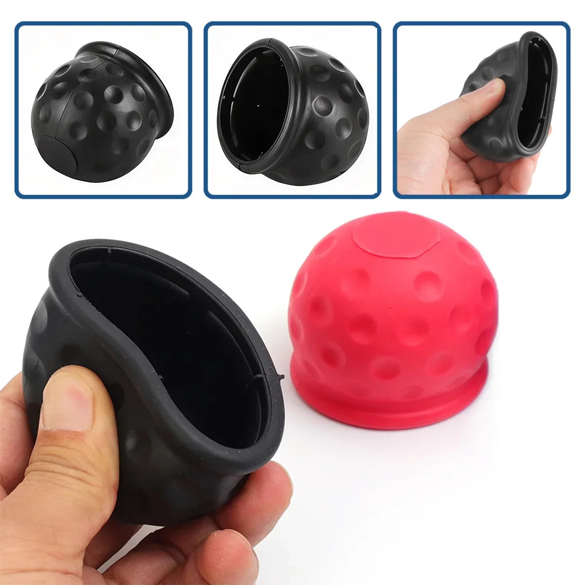 1PC Trailer Hitch Ball Cover Rubber Universal Tow Hitch Cap Protective Cover Dustproof A detail view