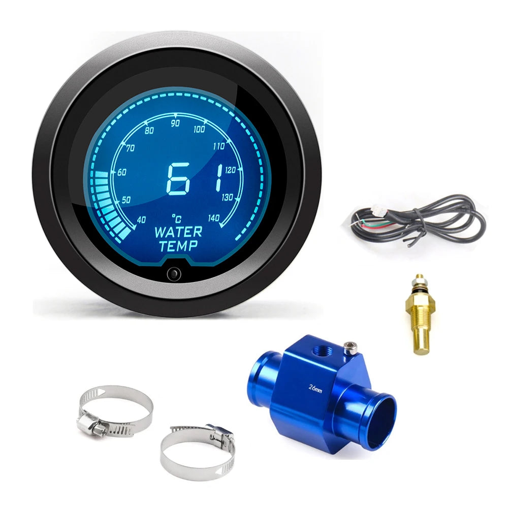 2'' 52mm Car Water Temp Gauge LCD Digital Display | Universal Fit for 12V Vehicles alternate view
