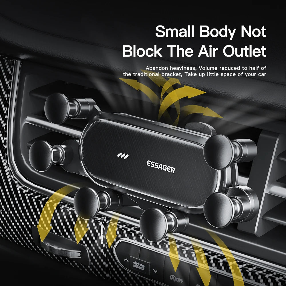 Essager Gravity Car Phone Holder Air Vent Clip Mount close-up view