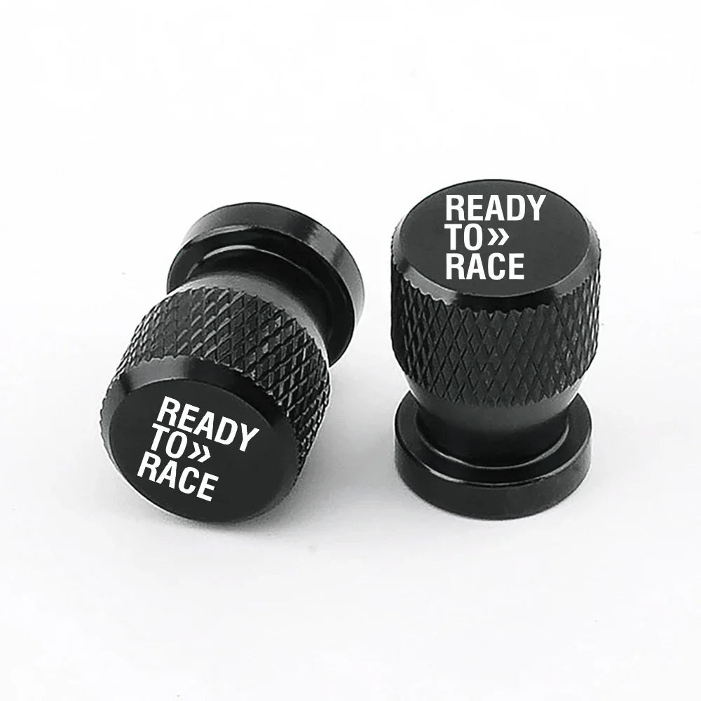 CNC Aluminum Valve Stem Caps for KTM Duke RC Adventure Models | Motorcycle Tire Valve close-up view