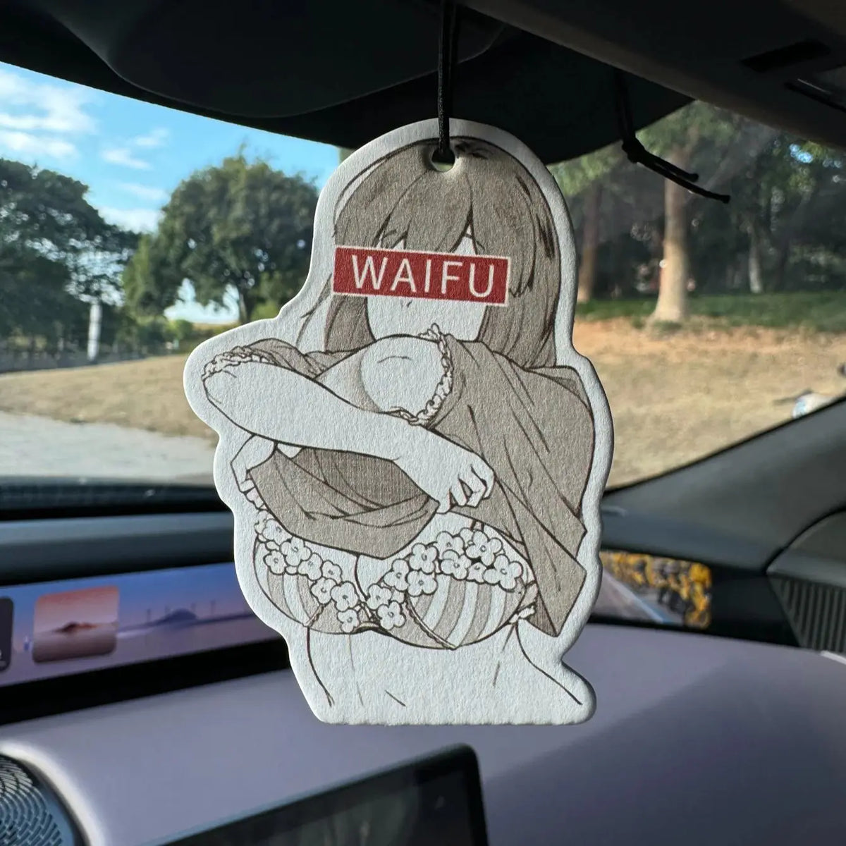 Anime Design Waifu Hilton (Hotel Scent) Car Air Freshener | Rearview Mirror Hanger & alternate view