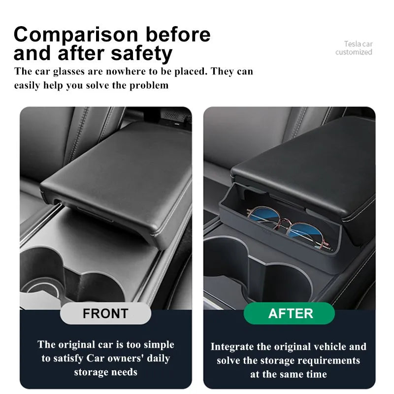For Tesla Model 3 Model Y Accessories 2023 Central Control Armrest Box Phone Pocket Car detail view