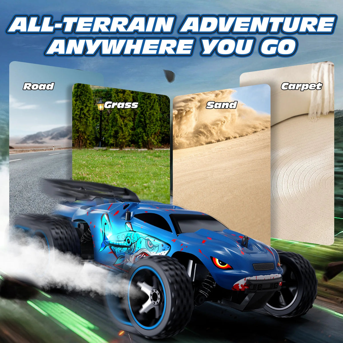 1:18 Scale RC Car for Kids, 2.4GHz Remote Control Buggy lifestyle view