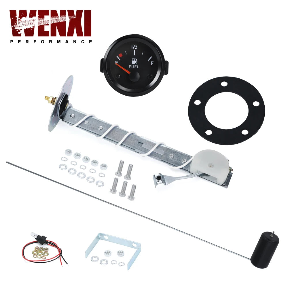 Universal 52mm Fuel Level Gauge with White LED Light | 12V Car Vehicle Meter