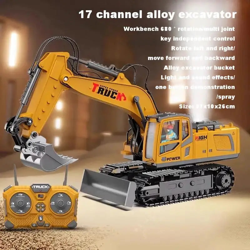 Alloy Remote Control Excavator Toy Car with Lights Sound Effect Electric Excavator Autom detail view