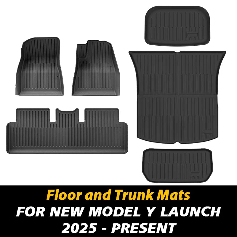 TPE Floor Mats and Cargo Liner for Tesla Model Y Juniper 2025+ | All Weather Trunk Lin close-up view