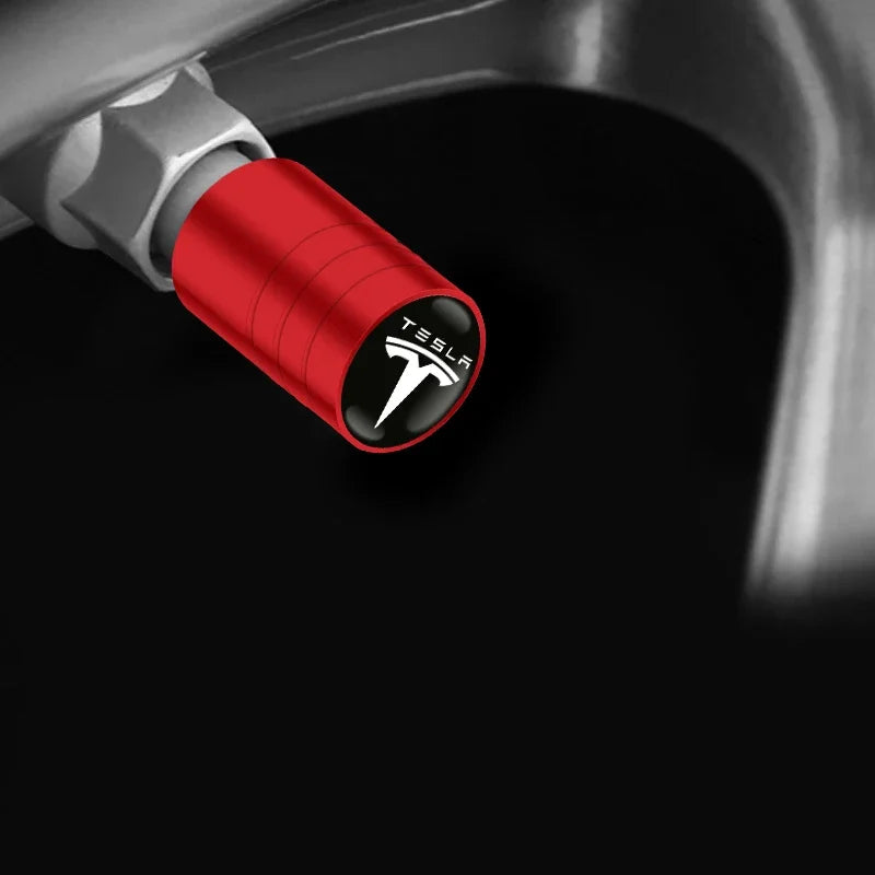 4Pcs Alloy Tesla Valve Caps | Dust Cover for Model 3 Y S X Cybertruck Roadster lifestyle view