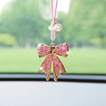 Fashion Diamond-Encrusted Bowtie Car Rearview Mirror Pendant Creative Bow Tie Car Accessory Pendant Decoration