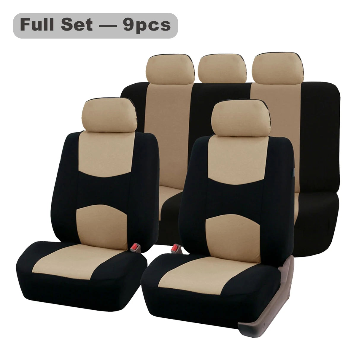 Universal Car Seat Cover Set 9 Pcs Polyester Knit Fabric Four Seasons additional angle