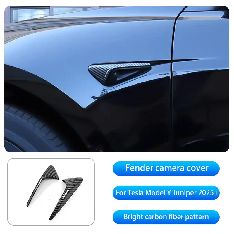 For New Tesla Model Y Juniper 2025+ ABS Carbon Pattern Side Camera Cover | Protective alternate view