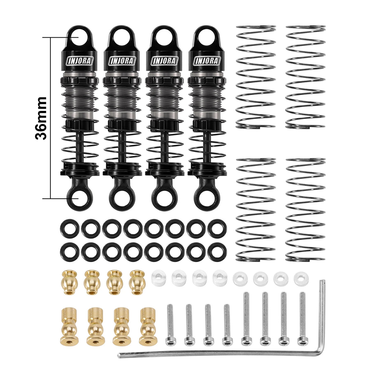 INJORA 36mm 40mm Big Bore Oil Shock Absorber for 1/24 RC Crawler SCX24 FCX24M additional angle