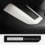 for Tesla Model Y Launch Juniper 2025 Model 3 Highland 2024 White leather Center Console Wireless charging frame Cover