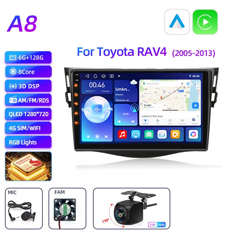 2026 New 2Din car radio, Snapdragon Android 15 supports CarPlay and Android Auto, suitab detail view