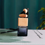 Square Glass Car Perfume Bottle Pendant | Empty Essential Oil Diffuser close-up view