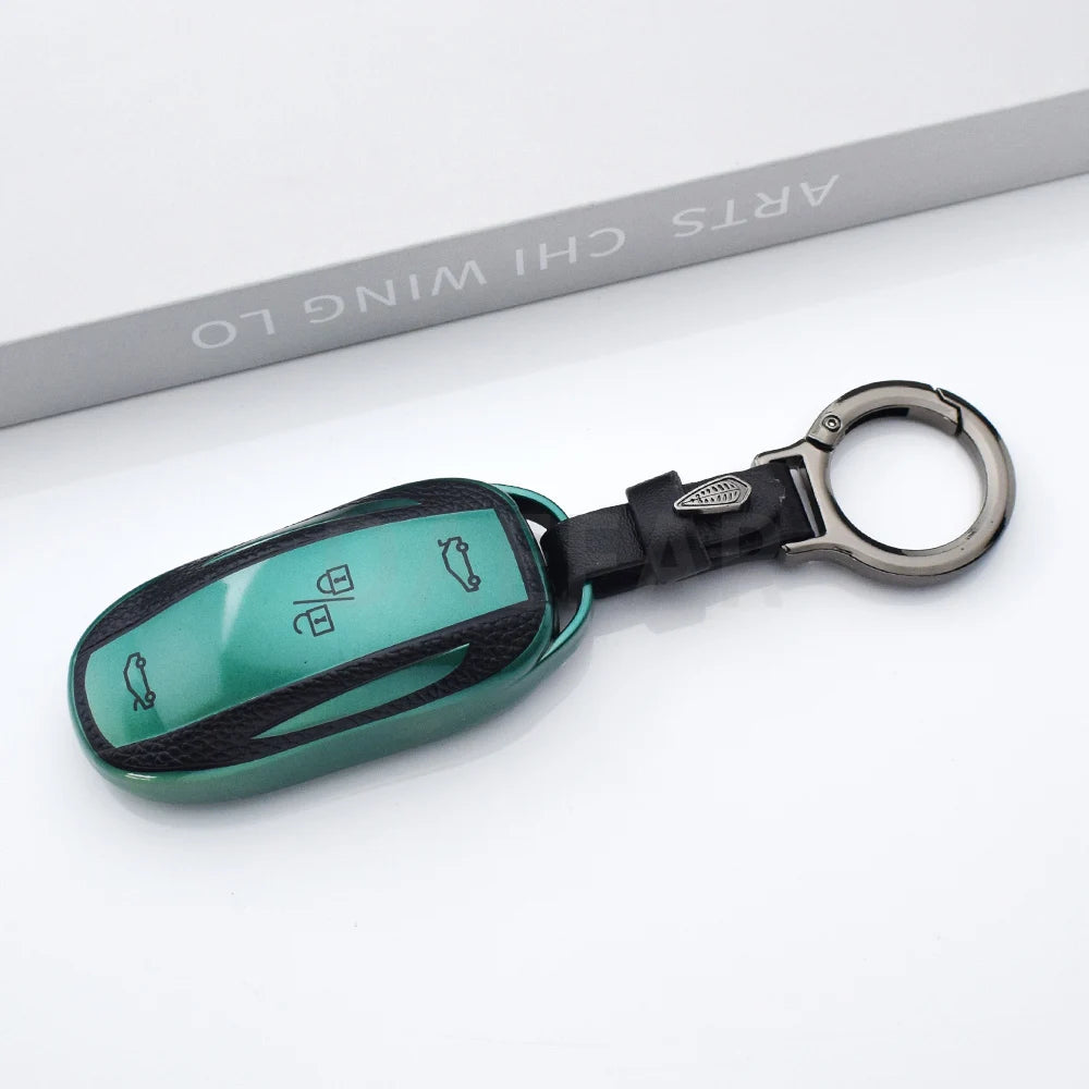 TPU Leather Shell Fob for Tesla Model 3 Y Model S Protector Car Remote Key Cover Ca additional angle