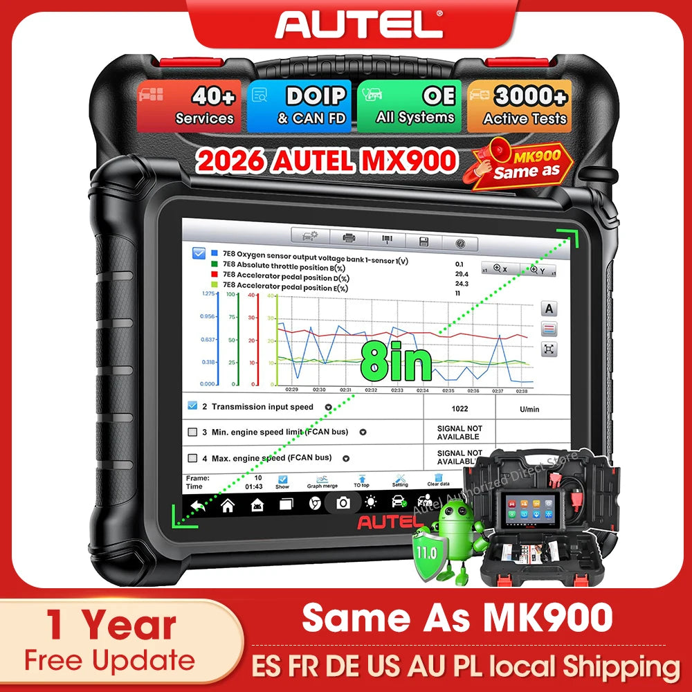 Autel MaxiCheck MX900 Car Diagnostic Scan Tool CAN FD DoIP 8 Inch Bidirectional OBD2 Scanner OE All Systems Diagnostic PK MK900