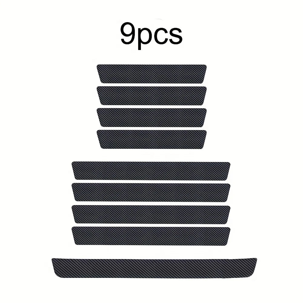 9pcs Carbon Fiber Car Door Sill Protectors: Vinyl Wrap Stickers for Maximum Protection car accessori