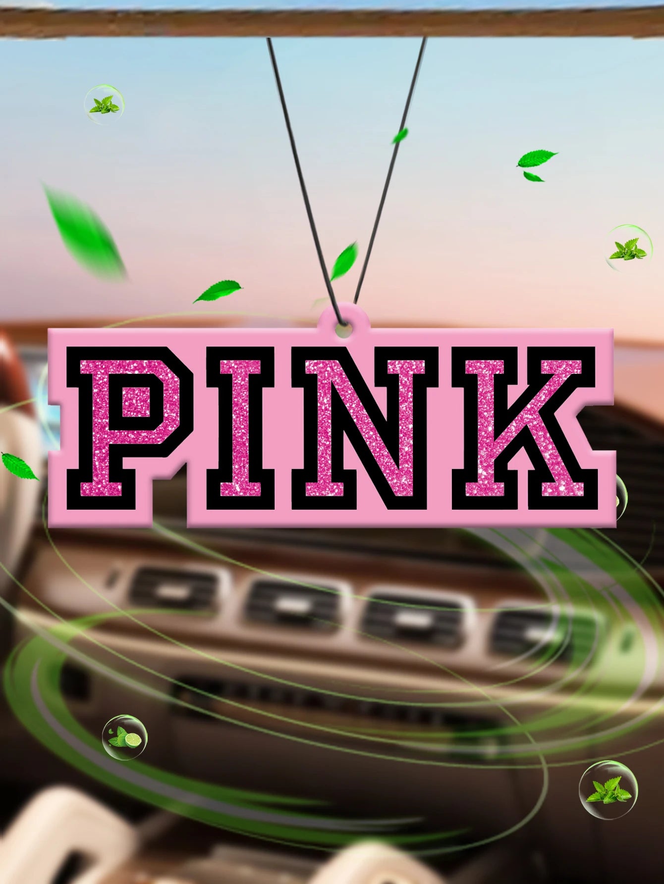 Pink Diamond Pattern Hilton Hotel Lobby Fragrance Non-Toxic Car Air Freshener (Sea Salt and Aloe Vera) Car Air Freshener, Infused with Essential Oils | Lasted More Than 60 Days |   Car Vent Clip Fragrance Box Refill, Ifra Saf