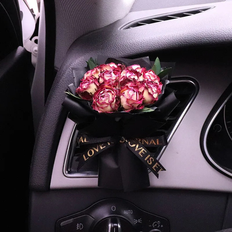 Fresh Flowers Mini Dried Flowers Bouquet for Car Air Vent Clips, Car Air Outlet Perfume Decoration, Air Fresheners Accessories
