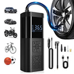 Cordless Car Air Pump | Portable Tire Inflator with LED Light and Power Bank