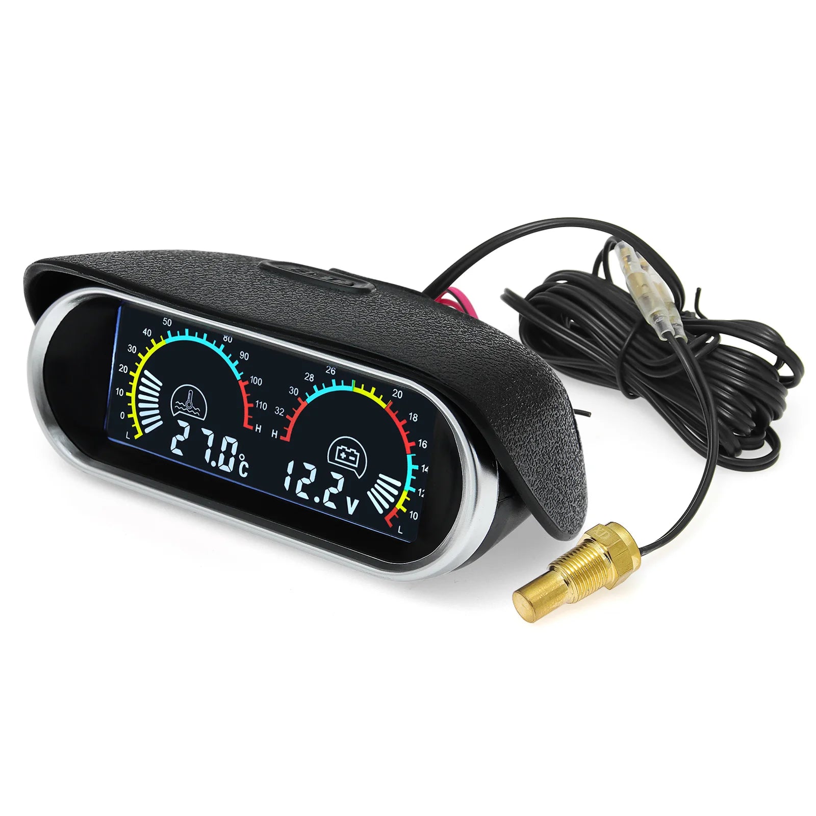 12V 24V Digital Water Temperature Gauge with Volt Meter | 2-in-1 Car Gauge with Senso alternate view