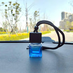 Square Glass Car Perfume Bottle Pendant | Empty Essential Oil Diffuser detail view