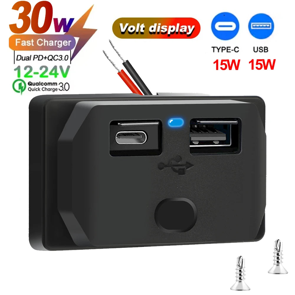 Car Charger Socket Adapter with Switch 2/4 Ports 12V 24V PD QC3.0 Charging Splitter Outl detail view