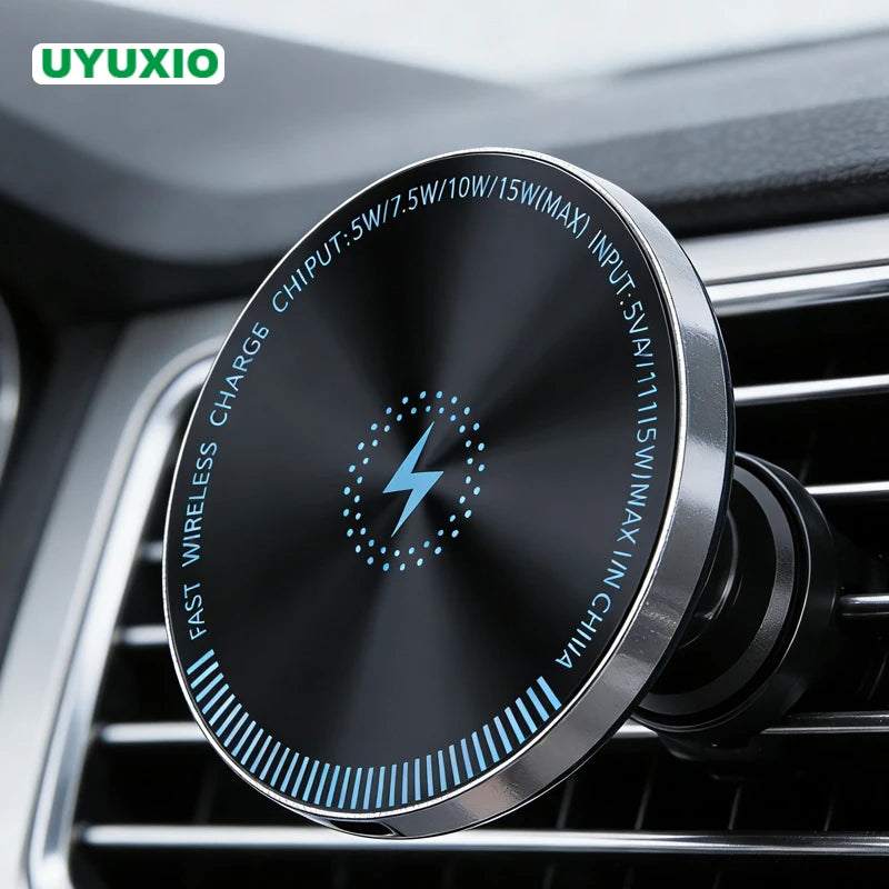UYUXIO 15W Fast Charge Magnetic Wireless Car Charger | Air Vent Phone Holder for iPhone
