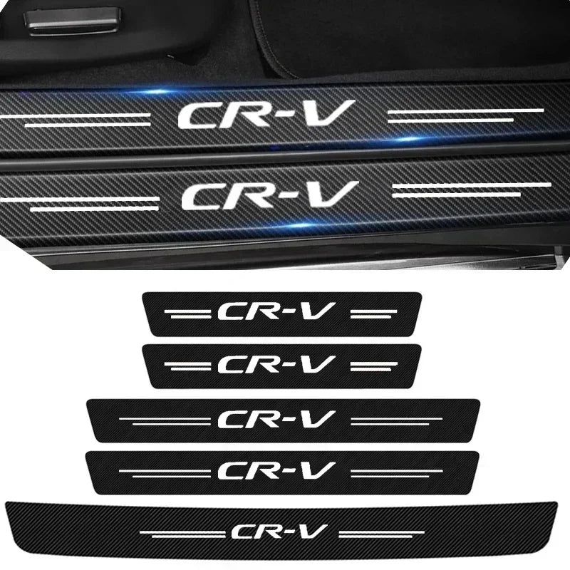 Carbon Fiber Car Door Sill Protector Trunk Guard Bumper Stickers Decals for Honda CR-V CRV Logo 2021 2019 2018 2017 Accessories