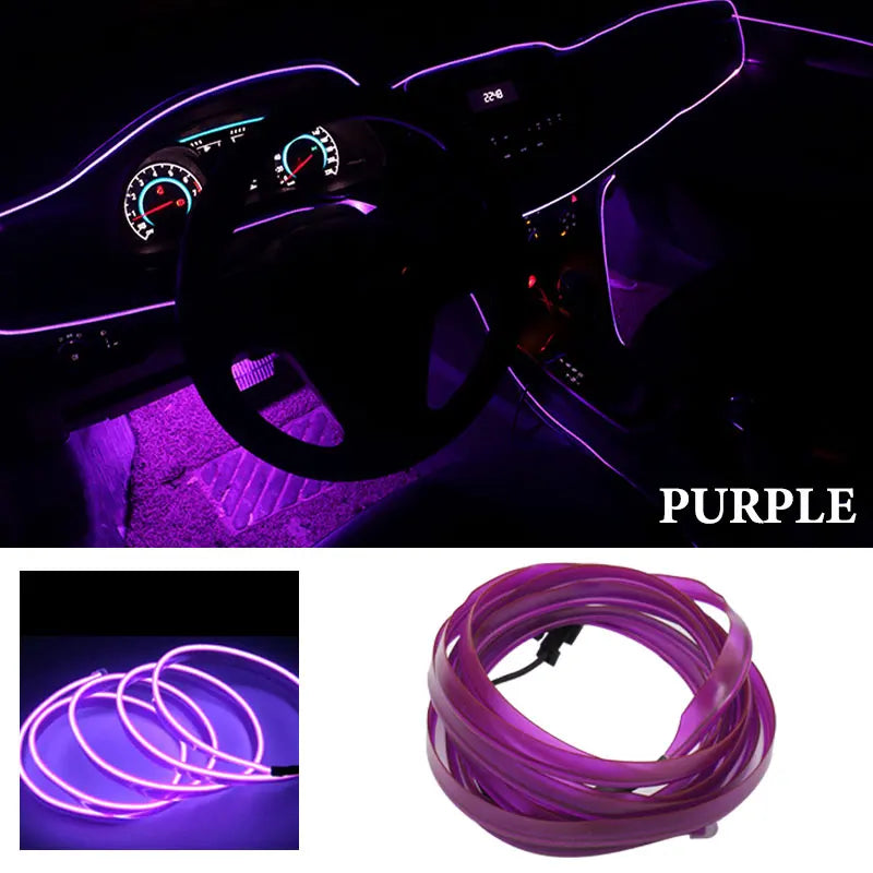 1M/2M/3M/5M Car Interior Led Decorative Lamp EL Wiring Neon Strip For Auto DIY Flexib lifestyle view