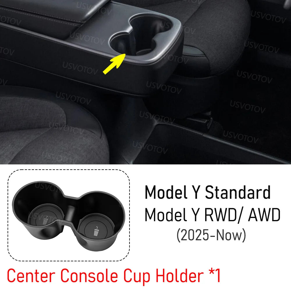 Center Console Organizer for Tesla Model Y Standard RWD 2026 Accessories Trunk Side Storage Box Cup Holder Brake Gas Pedal Cover