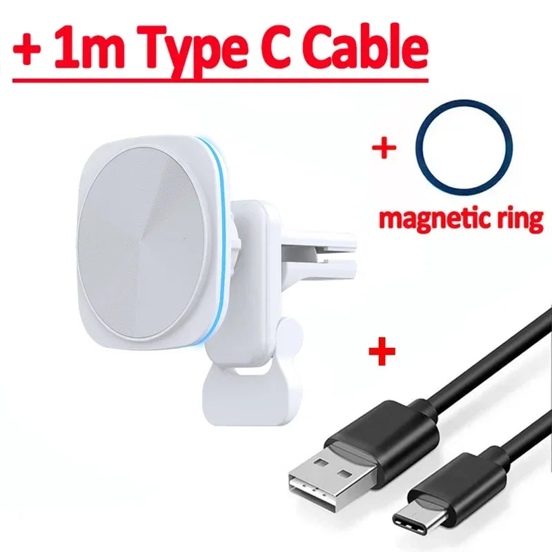 RGB LED Magnetic Wireless Charger Car Phone Holder | Fast Charging Mount for iPhone additional angle