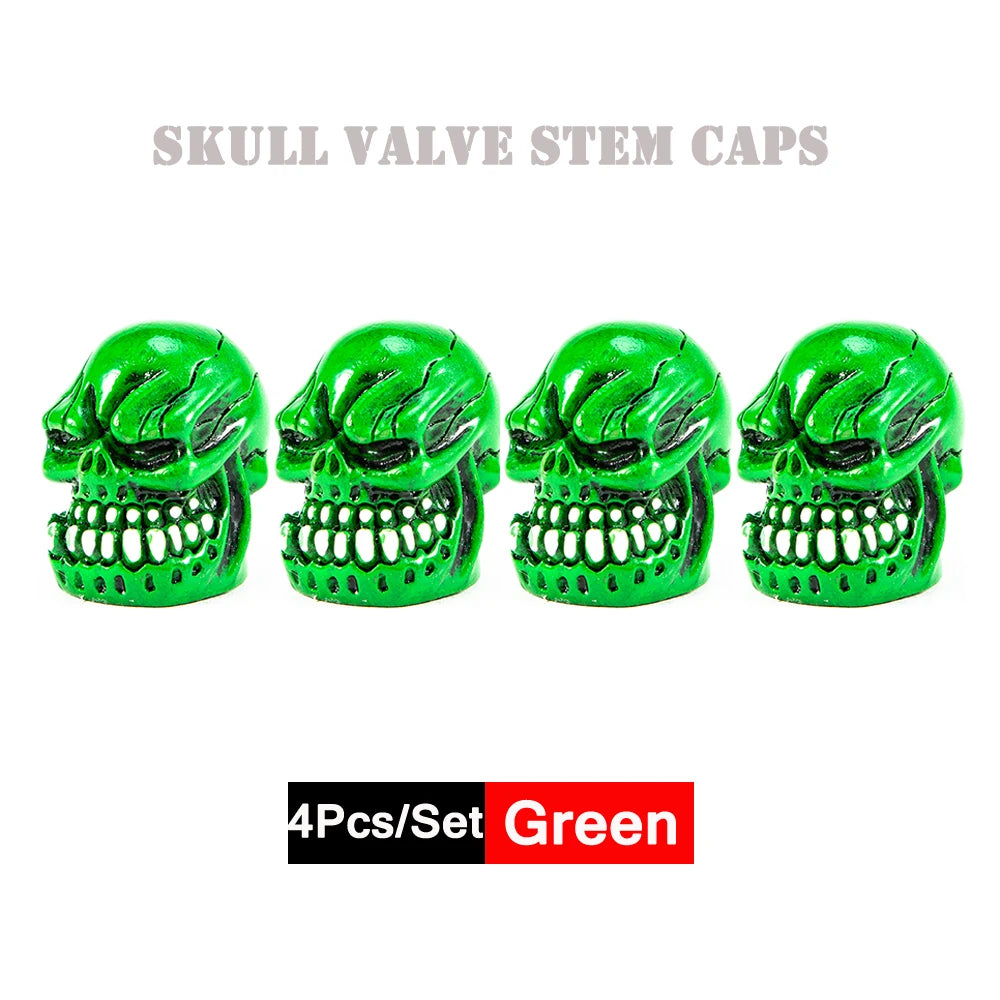 DSYCAR 4Pcs Skull Tire Valve Caps | Universal Dustproof Stem Caps detail view