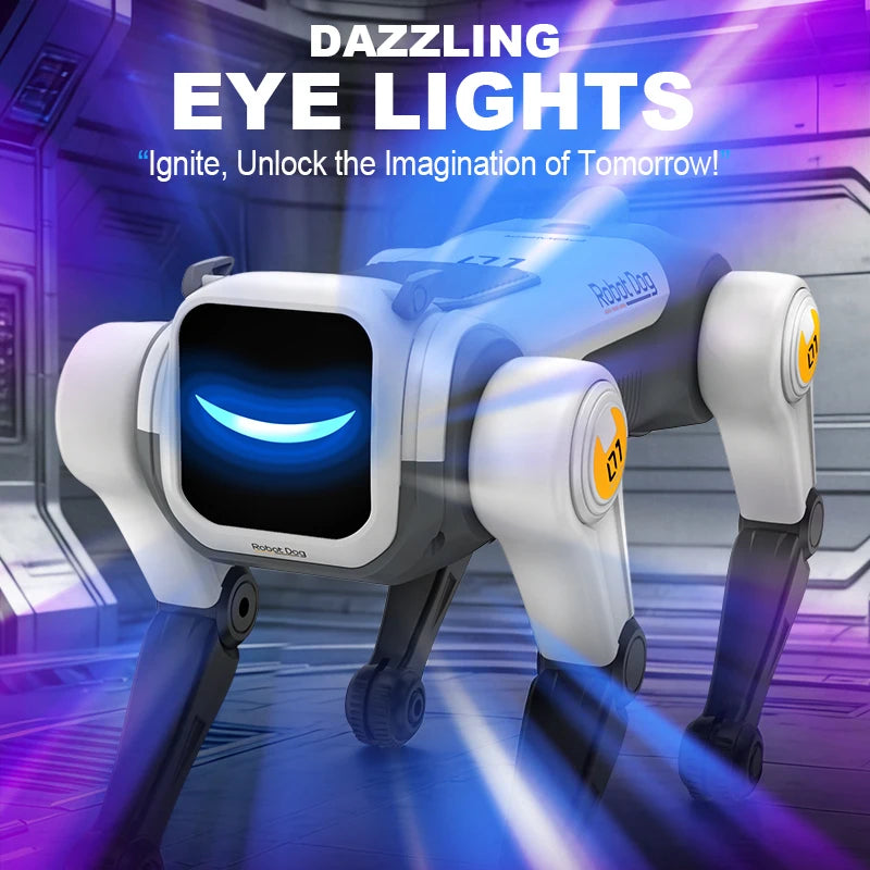 RC Mechanical Dog Intelligent AI RC Robot Dog Voice Command Programmable Singing Danci close-up view