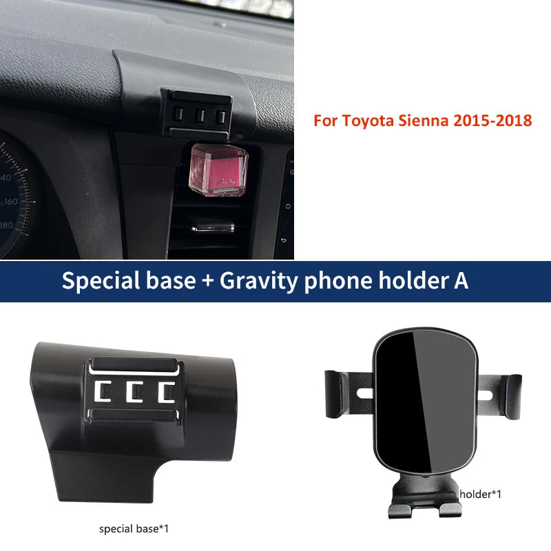 Car Mobile Phone Holder For Toyota Sienna 2015 2016 2017 2018 Mount Wireless Charging Phone Holder Special Fixed Base accessorie