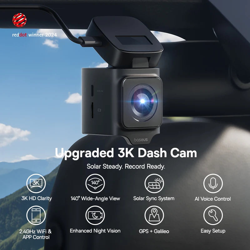 Baseus 3K Dash Cam VD1 Front and Rear Cam HD Built-in GPS Galileo Supercapacitor Car alternate view
