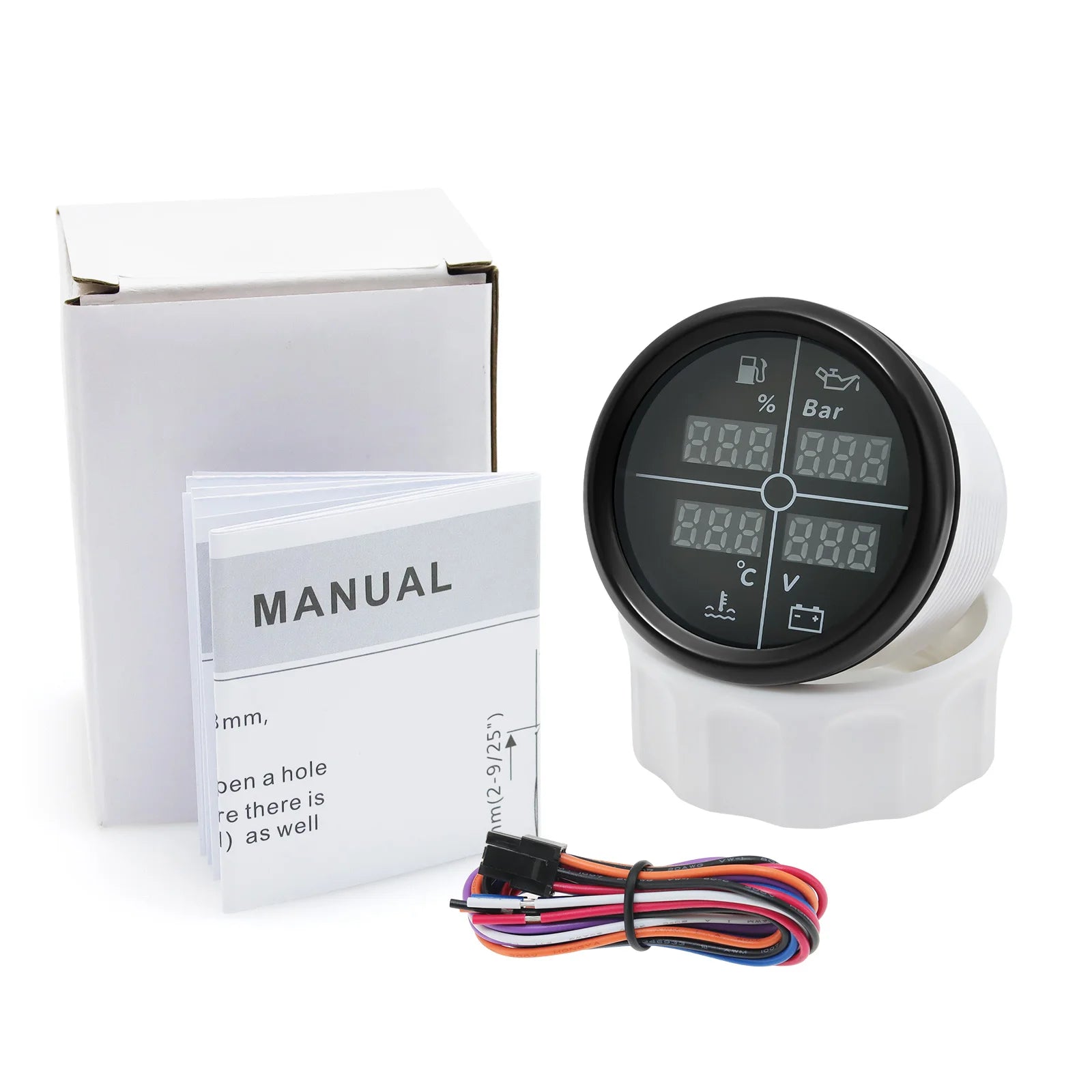 52mm 4 in 1 Multifunction Gauge | Fuel Level, Oil Pressure, Water Temp, and Voltmet additional angle