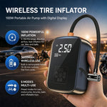 Portable Air Compressor Pump Electric Tire Inflator Digital LCD Display Wireless Cordless Car Tire Pump for Motorcycle Bicycle Boat Ball Inflatable Home Garage Trip
