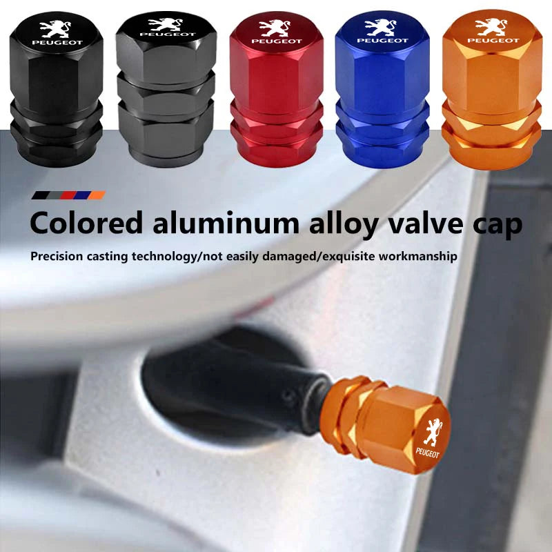 4PCS Car Wheel Tire Valve Stem Caps | Aluminum Alloy Dust Caps for Peugeot Models