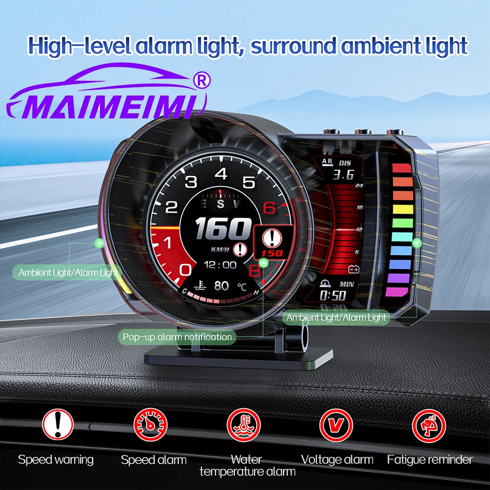 2026 Car Head up Display OBDⅡ+GPS Smart Gauge High Definition Speedometer WIth Gesture sensing Car Diagnostic Tool OBD Fault